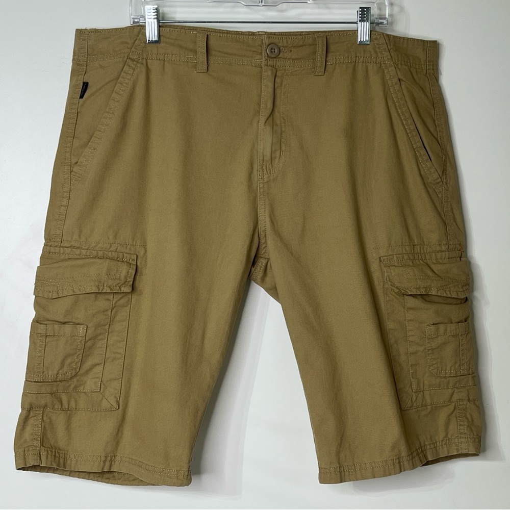 Ring Of Fire Mens 36 Khaki Cotton Flat‎ Front Cargo Pocket Shorts Measure 40